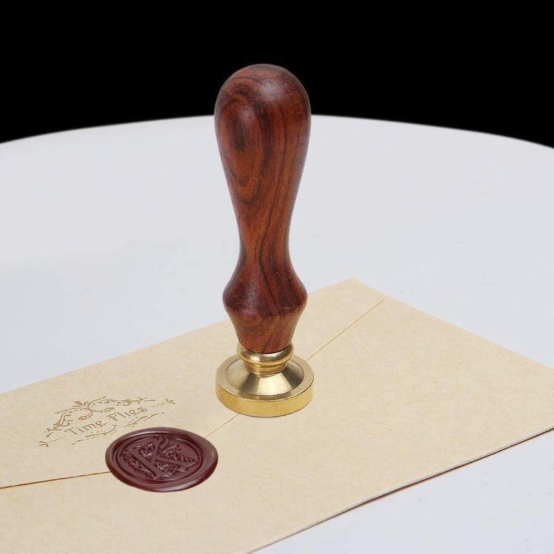Mingting Wax Seal Stamp Kit,Mingting Classical Old-Fashioned Antique Wax Stamp Seal Kit Initial Letters Alphabet Set Gift Box with Vintage Wooden Handle and Brass Color Head(K) - Image 5